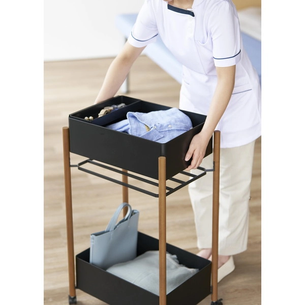 【RIN】小物トレー付き収納ワゴン 2段 リン ブラウン