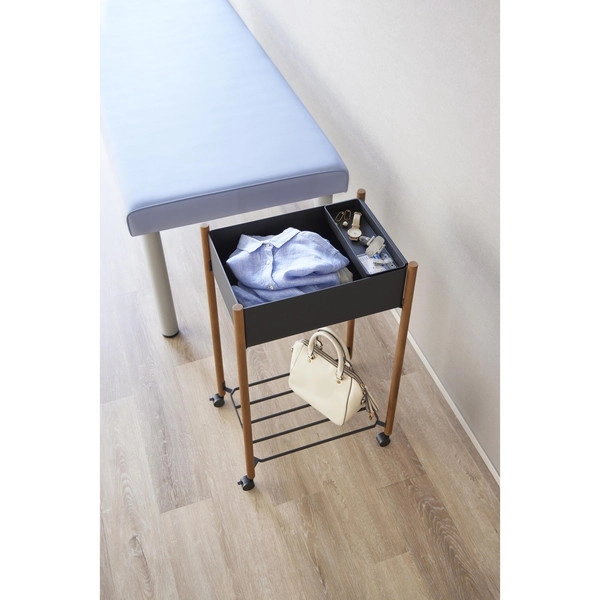 【RIN】小物トレー付き下段が棚の収納ワゴン 2段 リン ブラウン