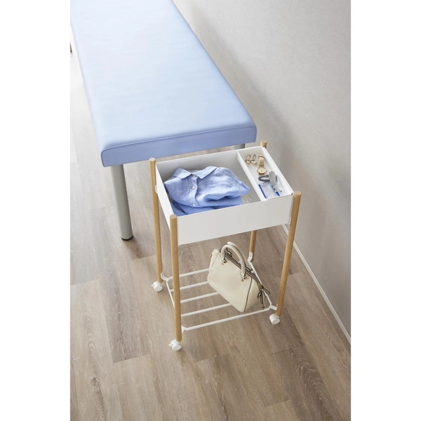 【RIN】小物トレー付き下段が棚の収納ワゴン 2段 リン ナチュラル