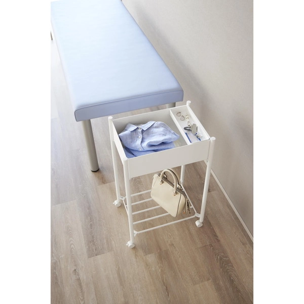 【tower】小物トレー付き下段が棚の収納ワゴン 2段 タワー ホワイト