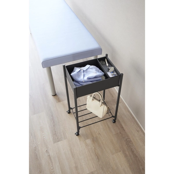 【tower】小物トレー付き下段が棚の収納ワゴン 2段 タワー ブラック