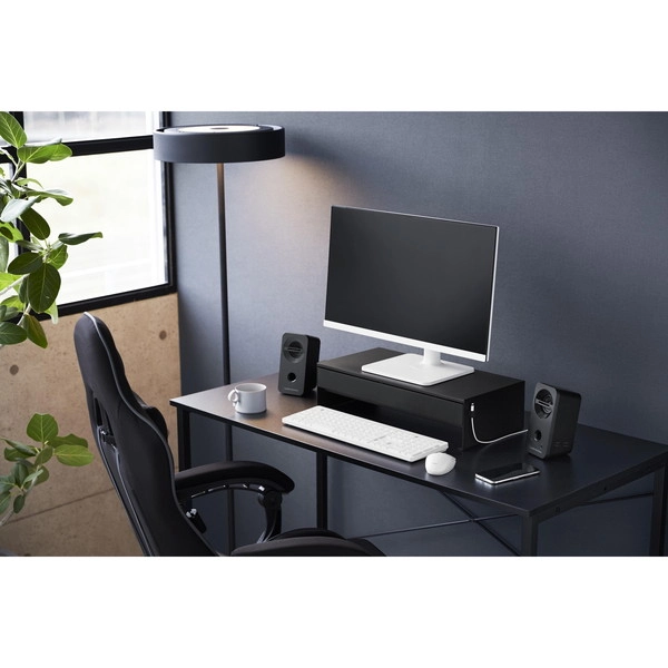 【tower】ゲームコントローラーも入る引き出し付きモニター台 タワー ブラック