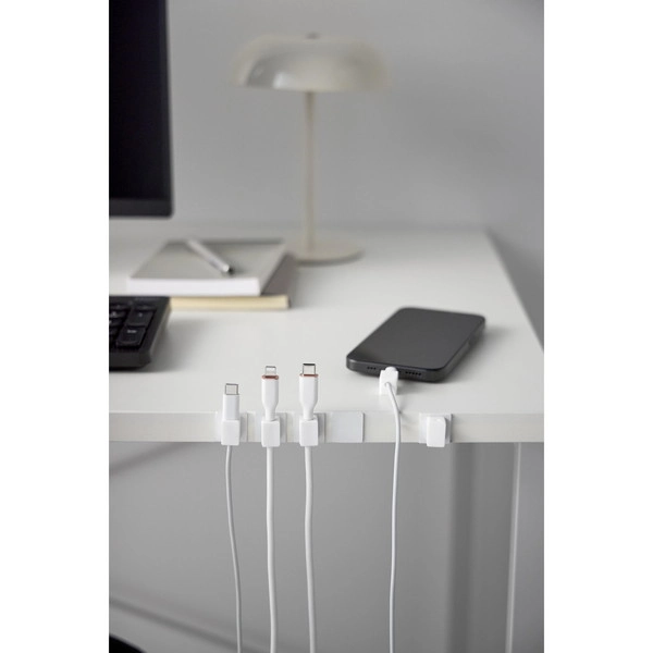 【smart】テープで貼り付けるマグネットケーブルホルダー スマート 5個組 ホワイト