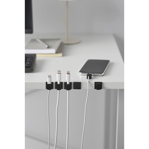 【smart】テープで貼り付けるマグネットケーブルホルダー スマート 5個組 ブラック