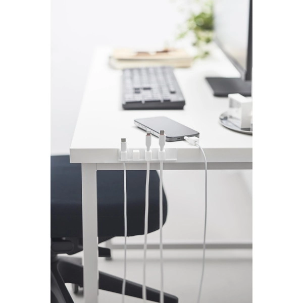 【smart】テープで貼り付けるマグネットケーブルホルダー スマート 5連 ホワイト