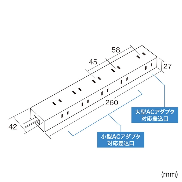 電源タップ 2P 10個口 強力ネオジムマグネット シャッター付 TAP-2210-1BK