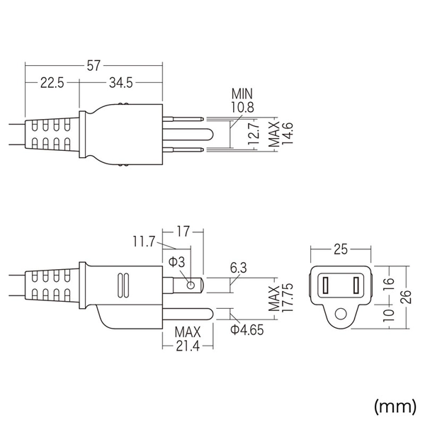 工事物件タップ (2個口・1m) TAP-KS2-1