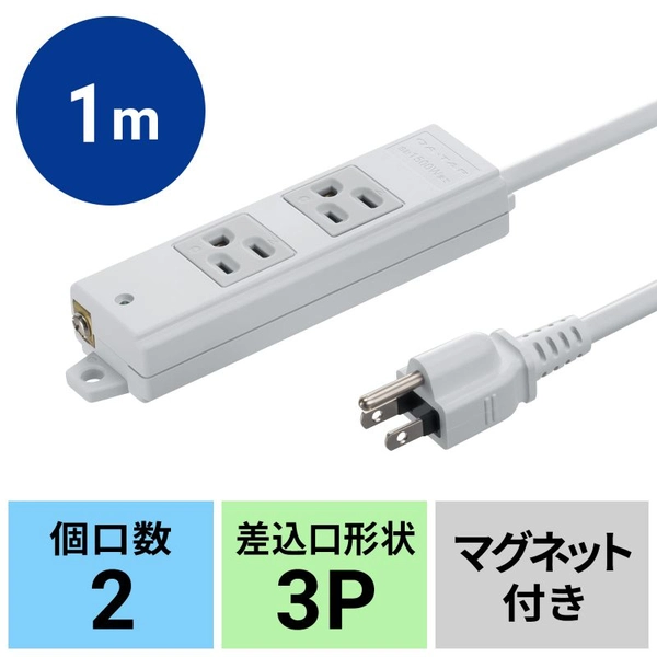 工事物件タップ (3P・2個口・1m) TAP-KS2N-1