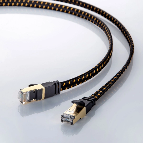 カテゴリ8メッシュフラットLANケーブル KB-T8MEFL-05BK