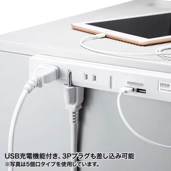 スリムタップUSB充電機能付き TAP-SLIM8U-2