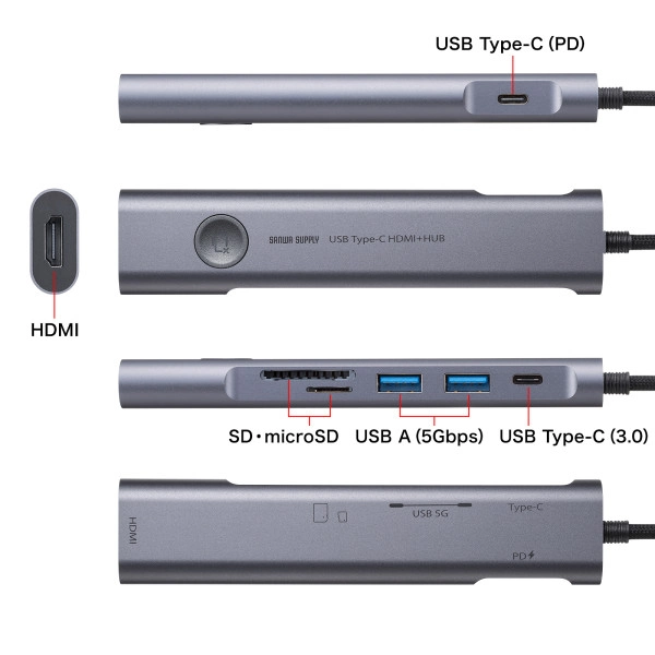 USB Type-C ドッキングハブ USB-5TCHCP17GM