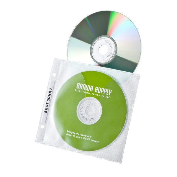 DVD・CD不織布ケース（リング穴付き・100枚入り・ホワイト） FCD-FR100WN