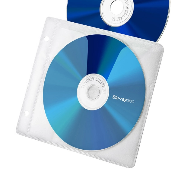 ブルーレイディスク対応不織布ケース（リング穴付き・50枚入り・ホワイト） FCD-FRBD50W