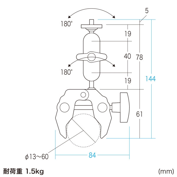 クランプ式カメラマウント(小型タイプ) CR-LACAM5