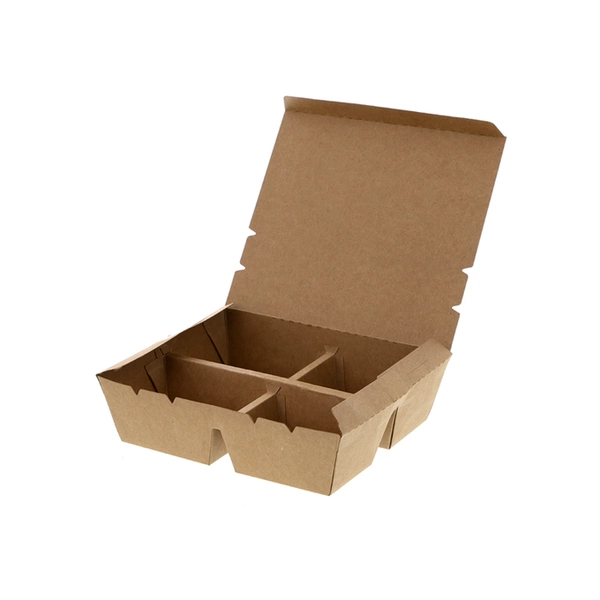 【HEIKO】エコランチボックス 4仕切 クラフト 20枚×20 (400枚)