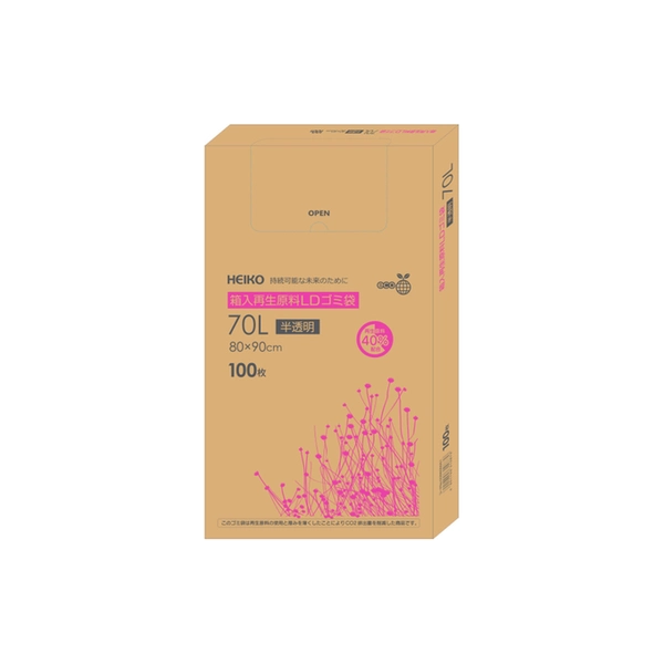 【HEIKO】箱入再生原料LDゴミ袋 70L 半透明 100枚