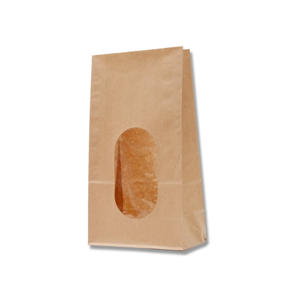 【HEIKO】紙袋 窓付袋(内側ラミネート) No.6 未晒無地 50枚×20 (1000枚)