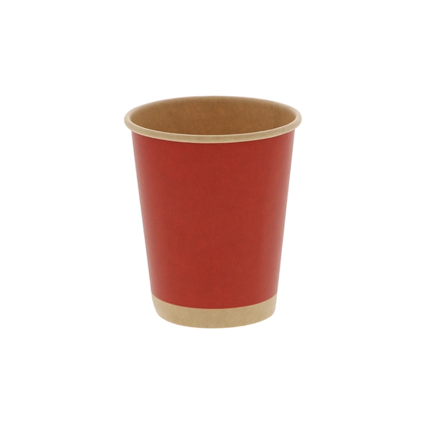 【HEIKO】紙コップ(ペーパーカップ) アイス・ホット兼用 8オンス 口径80mm 未晒レッド 50個×20 (1000個)