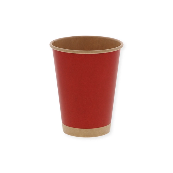 【HEIKO】紙コップ(ペーパーカップ) アイス・ホット兼用 12オンス 口径90mm 未晒レッド 50個