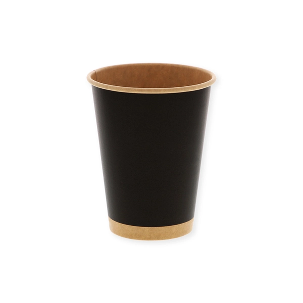 【HEIKO】紙コップ(ペーパーカップ) アイス・ホット兼用 12オンス 口径90mm 未晒ブラック 50個