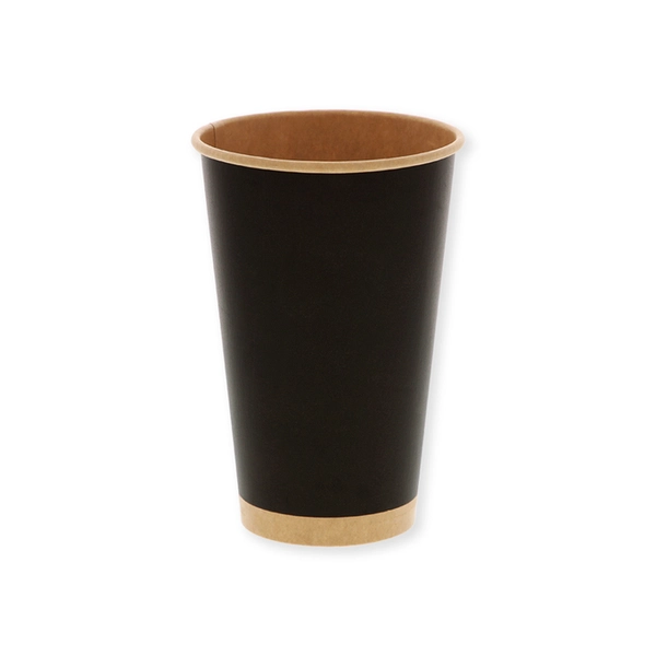 【HEIKO】紙コップ(ペーパーカップ) アイス・ホット兼用 16オンス 口径90mm 未晒ブラック 25個×40 (1000個)