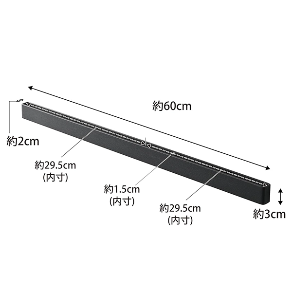 【tower】石こうボード壁対応 マグネット用スチールバー タワー (ブラック)