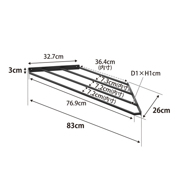 【tower】コーナーハンガーラック タワー 石こうボード壁対応 ブラック