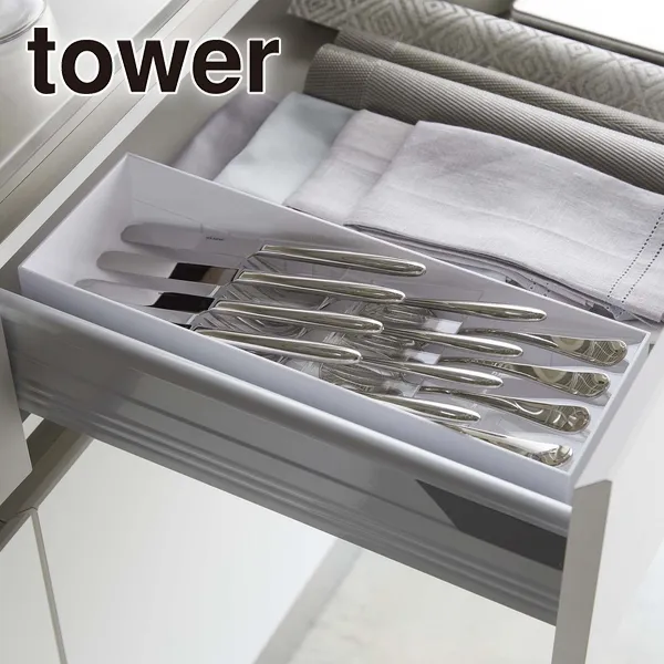 【tower】立体斜めカトラリーケース タワー (ホワイト)
