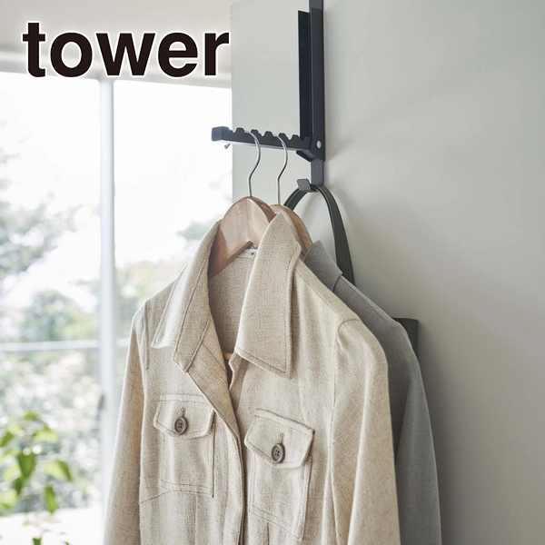 【tower】使わない時は収納できるドアハンガー タワー ブラック