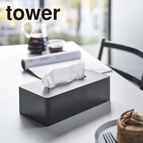 【tower】ティッシュケース レギュラーサイズ タワー ブラック