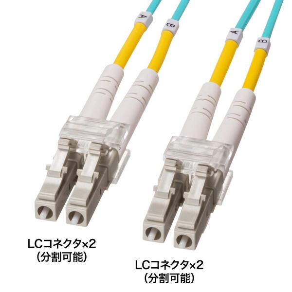 メガネ型光ファイバケーブル (マルチ50μmOM4、LC×2-LC×2、3m) HKB-OM4LCLC-03