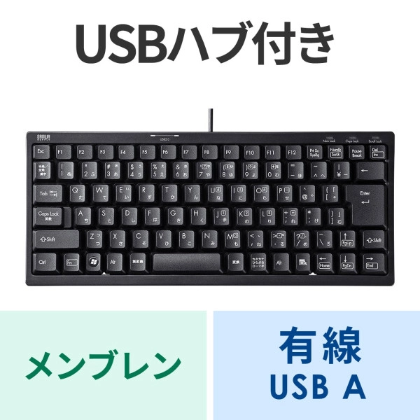 USBハブ付コンパクトキーボード SKB-KG3UH2BK