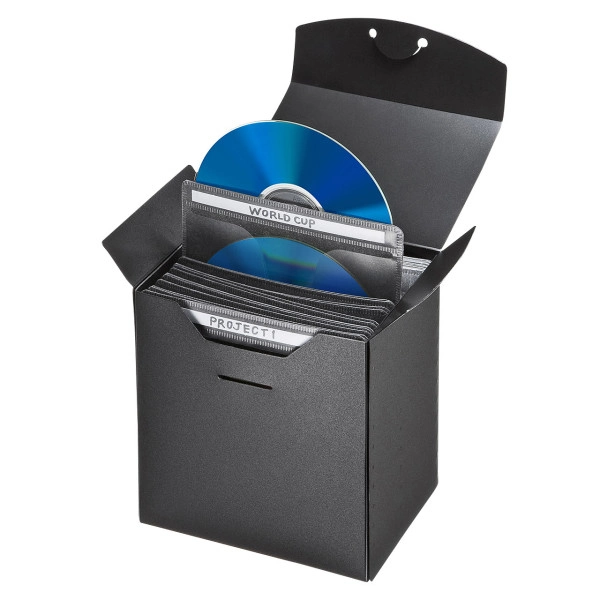 収納ケース付き・ブルーレイディスク対応不織布ケース（25枚入り・ブラック） FCD-FBDBX25BK