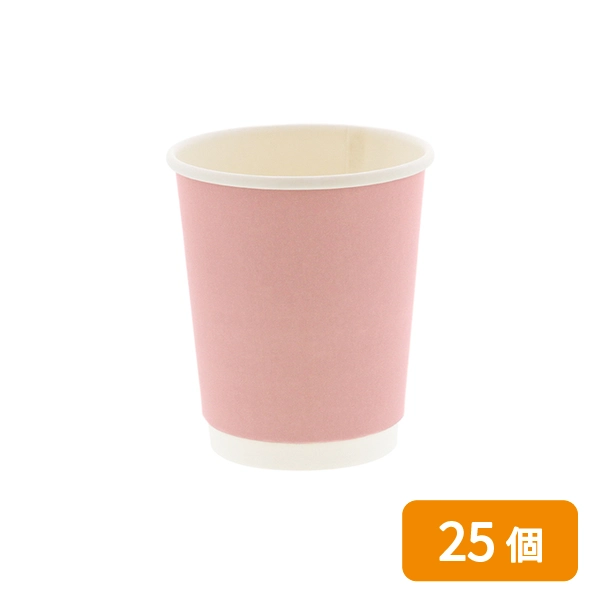 紙コップ 二重断熱カップ 8オンス(240ml) 口径80mm ピンク 25個