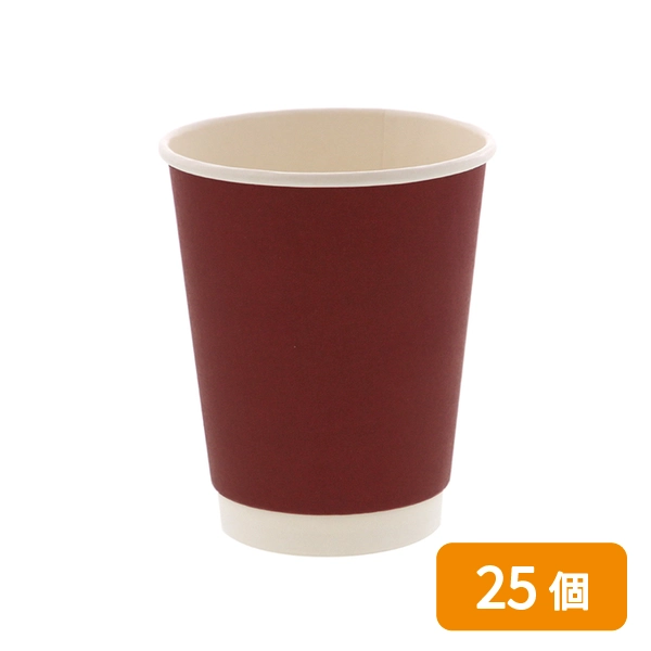 紙コップ 二重断熱カップ 12オンス(400ml) 口径90mm ワインレッド 25個