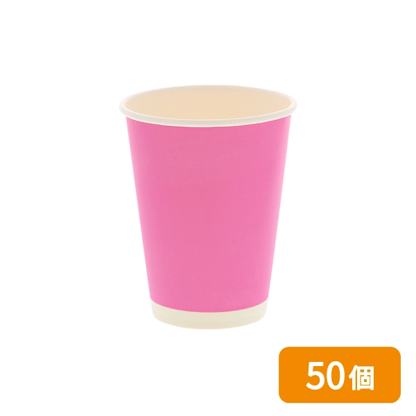 【HEIKO】紙コップ(ペーパーカップ) アイス・ホット兼用 12オンス 口径90mm ピンク 50個