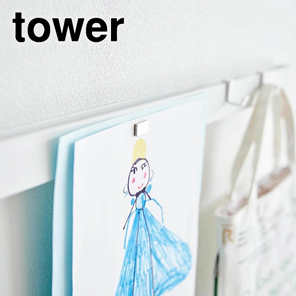 【tower】石こうボード壁対応 マグネット用スチールバー タワー (ホワイト)