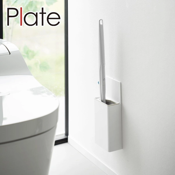 【Plate】ウォール流せるトイレブラシホルダー プレート 石こうボード壁対応 ホワイト