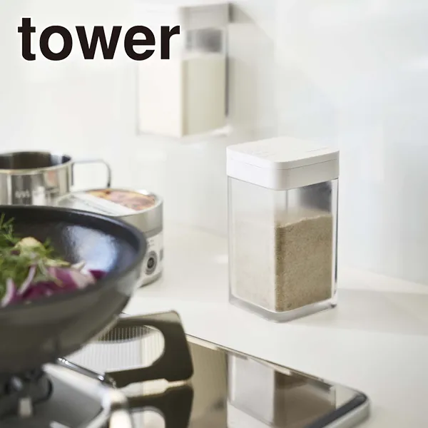 【tower】マグネット小麦粉&スパイスボトル タワー (ホワイト)
