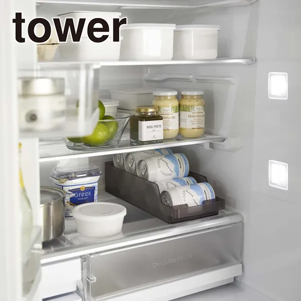 【tower】冷蔵庫中缶ストッカー タワー (ブラック)
