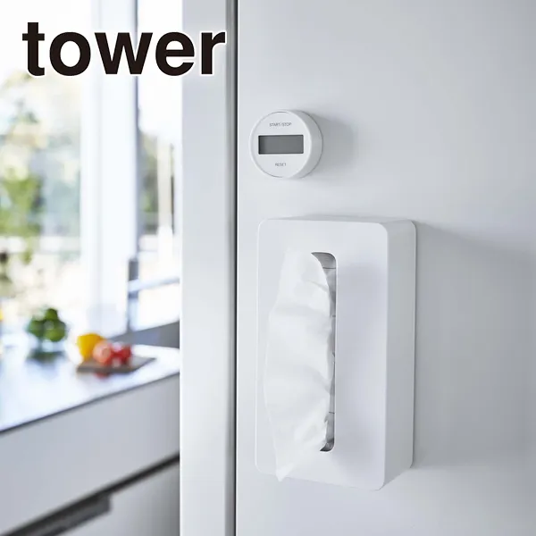 【tower】マグネットコンパクトティッシュケース タワー ハイタイプ (ホワイト)