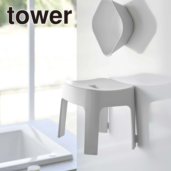 【tower】マグネット&引っ掛け湯おけ タワー ホワイト