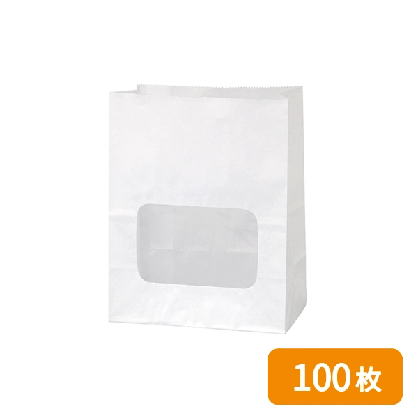 【HEIKO】窓付耐油角底袋 13-8 白無地 100枚