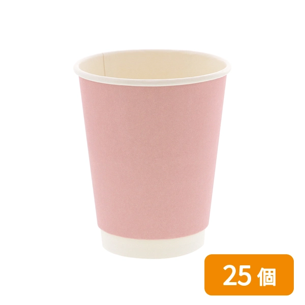 紙コップ 二重断熱カップ 12オンス(400ml) 口径90mm ピンク 25個