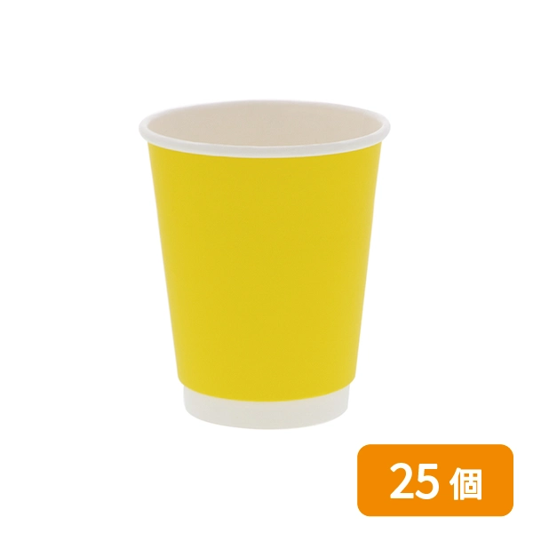 紙コップ 二重断熱カップ 12オンス(400ml) 口径90mm イエロー 25個