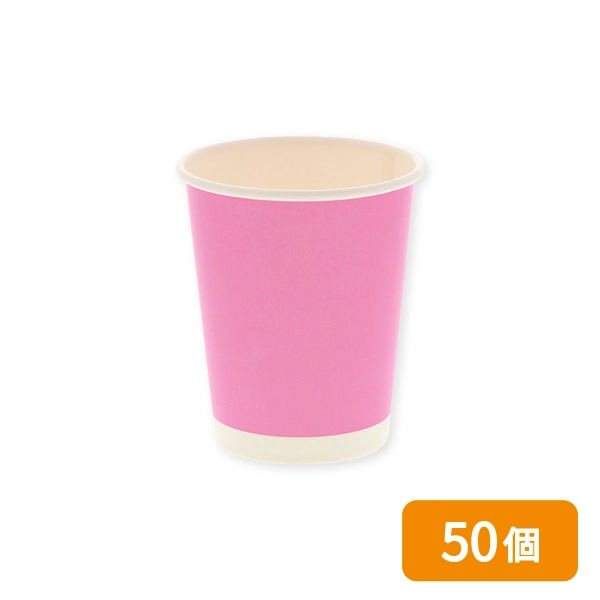 【HEIKO】紙コップ(ペーパーカップ) アイス・ホット兼用 8オンス 口径80mm ピンク 50個