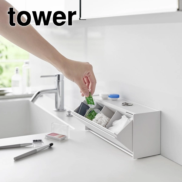 【tower】ウォール洗面収納ケース タワー 石こうボード壁対応 ホワイト