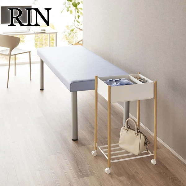 【RIN】小物トレー付き下段が棚の収納ワゴン 2段 リン ナチュラル