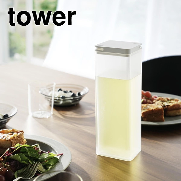 【tower】水はね防止フィルター付き両方から注げる冷水筒 タワー ホワイト
